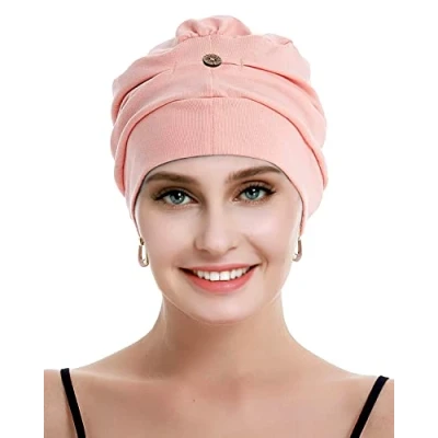 Image of osvyo Cotton Chemo Headwear for Women with Cancer and Hair Loss, Hat, Lightweight Headwear, Sealed Packaging, Light Pink, One Size