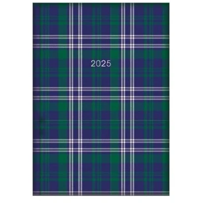 Image of 2025 Diary A5 week To View Tartan Printed Fashion (Blue Tartan, View)