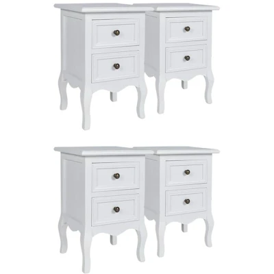Image of vidaXL Nightstands 4 pcs with 2 Drawers MDF White