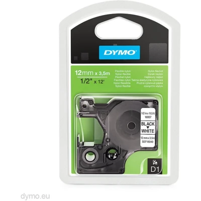 Image of DYMO S0718040 12MMX 3.5M NYLON FLEXIBLE BLACK/WHITE IN
