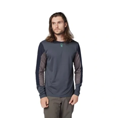 Image of Fox Racing Men&#039;s Defend Long Sleeve Jersey Shirt, Graphite, Small