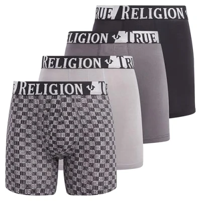Image of True Religion 4 Pack Cotton Stretch Boxer Briefs Black/Grey