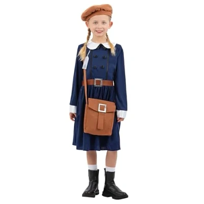 Image of Smiffys Costume &amp; Party Girls Evacuee Girl Fancy Dress 1940s Historical Wartime Up Kids Childs World Book Day Medium