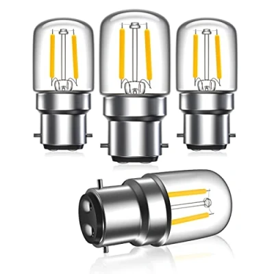 Image of Bonlux 2W B22 LED Pygmy Light Bulbs, Bayonet Cap BC Clear Bulb 240V 15W Incandescent Equivalent, Warm White 2700K for Sewing Machine, Appliance Lamps, Night (4 Pack)
