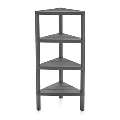 Image of DIVCHI 4 Tier Corner Shelf Triangle Space Saving Freestanding Shelving Unit Storage Shelves Display Rack Bookcase Kitchen Stand Living Room Organiser Bedroom Bookshelf (Grey)