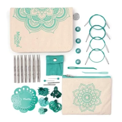 Image of KnitPro Mindful Interchangeable Needle Set 7 x 10cm Circular Knitting Pin Pairs with Accessories Grace for Beginners, Professionals &amp; Gift Set, Silver