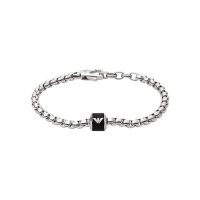 Image of Emporio Armani Essential Bracelet silvercoloured/black, Men&#039;s, Size: One Size, Silver coloured/black