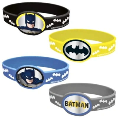 Image of Unique Batman Stretchy Bracelets (8cm x 13cm ) Exciting Assorted Colors Accessory Wristbands Ideal for Superhero Fans &amp; Parties 4ct