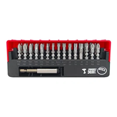 Image of VESSEL Set of 30 Impact Ball Torsion Screwdriver Bits + Bit Holder