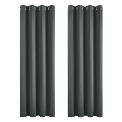 Image of Deconovo Blackout Curtains Super Soft Bedroom Thermal Insulated Energy Saving for Kids Dark Grey 46x63 Inch 2 Panels