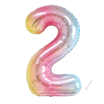 Image of Number Balloons 2,Rainbow 2 for Birhtday Party Decoration,40 Inch Giant Helium Foil Boys Girls 2th Birthday Decor Anniversary Decorations Supplies