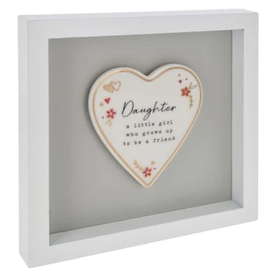 Image of Shudehill Giftware Heartfelt Art Heart Plaque in White Frame Large Mum, Nan, Sister, Daughter, Friend, Friendship, Family, Mr &amp; Mrs, Christening, Home (Daughter)