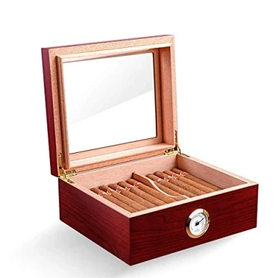 Image of PIPITA Cigar Humidor for Approx. 40 Cigars, Desktop Box with Humidifier and Hygrometer Humidors Case