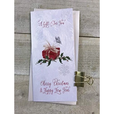 Image of Christmas Money Wallet Litlle Red Pressie A Gift for You, Merry Christmas, by White Cotton Cards (WBW40)