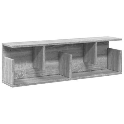 Image of vidaXL Wall Cabinet 100x20x30 cm Grey Sonoma Engineered Wood Space Saving Floating Storage Unit for Bedroom &amp; Living Spaces