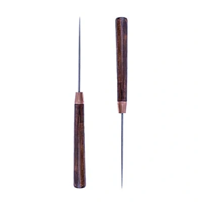 Image of ZLKSKER (Pack of 2) Leather Scratch Awl with Wooden Handle, Sewing Tailors for Punch Stitching, DIY Handmade Craft Repair Tools