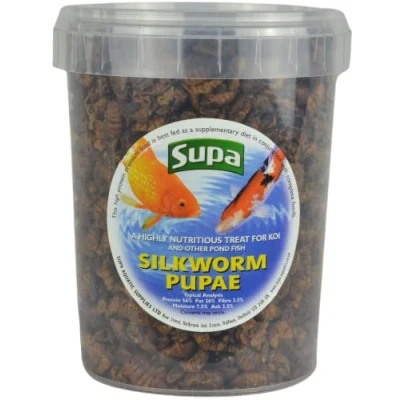 Image of Supa Koi Silkworm Pupae, 1 Litre Bucket A Highly Nutritious 100% Natural Protein Rich Treat Food For And Other Pond Fish.