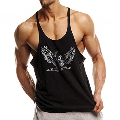 Image of Men Workout Fitness&#039;s Sleeveless Bodybuilding Vest Tank Top Undershirt Black XL