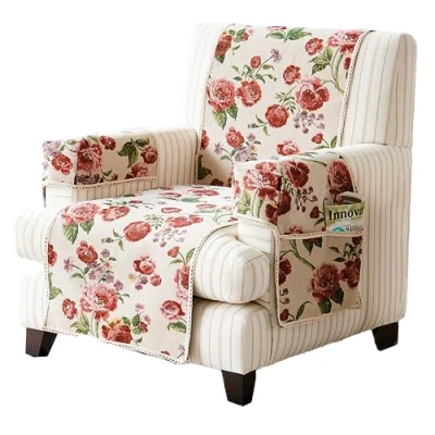 Image of Easylife Tapestry Rose Armchair Covers (Measures 48 x 175cm), For Arms And Back, Washable Seat With Storage Pockets, Arm Back Chairs Fully Guaranteed