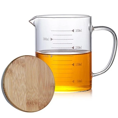 Image of TAMUME 350ml Glass Measuring Cup for Baking, with Bamboo Lid, Jug Kitchen (350ML)