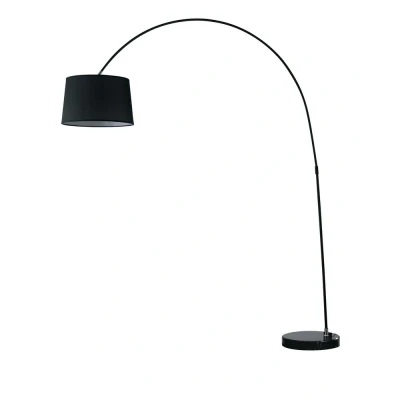 Image of DREAM Arc Floor Lamp Black, Fabric Lampshade, Marble Base 1522x205x35cm