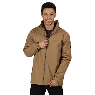 Image of Regatta Men&#039;s Rayan Waterproof Insulated Short Crop Jacket, mens, RMP289 2DI90, Dark Camel, XXL Chest 46 48&quot; (117 122cm)