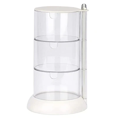Image of JessLab 3 Layer Clear Jewelry Organizer, 360 Rotatable Acrylic Hair Accessory Clip, Tie, Earring Organizer Storage for Bathroom Vanity Countertop