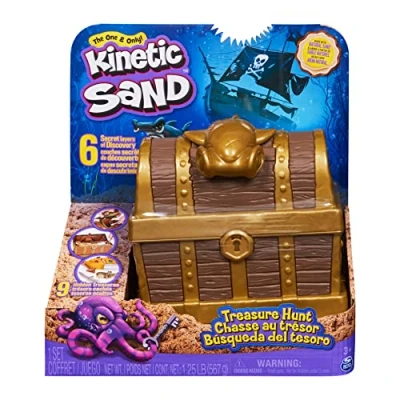Image of Kinetic Sand, Treasure Hunt Playset with 9 Surprise Reveals, 567g Brown and Rare Shimmer Gold Play Sensory Toys for Kids Ages 3 up