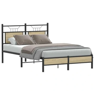 Image of vidaXL bed frame/sonoma oak small double/120x190 cm/steel frame/mattress not included/modern bedroom furniture/storage space