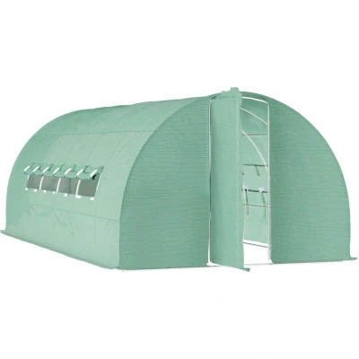 Image of Outsunny Reinforced Steel Walk in Polytunnel Greenhouse with Door and Windows (2 Sizes) 845 143