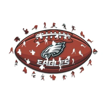 Image of Iconic Puzzles, Philadelphia Eagles crest, 100% eco sustainable wooden puzzle with official license, size S, 150 pieces
