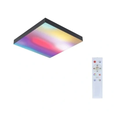 Image of Paulmann Velora Rainbow 79907 LED Panel Square Including 1 x 13.2 W Dimmable DynamicRGBW Colour Control Black Metal Ceiling Light 3000 K