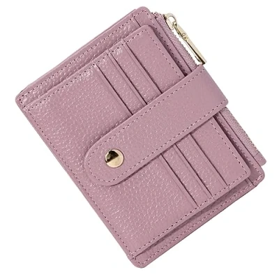Image of BTNEEU Men Women Leather Credit Card Holder RFID Blocking Slim Wallet, Minimalist Small Wallet with Coin Pocket, Thin Front Pocket Wallets 9 Slots (Pink)