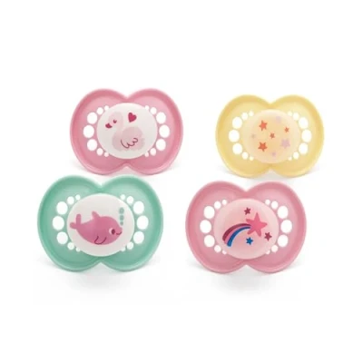 Image of MAM Original Day &amp; Night Soothers 18 36 Months 4 Pack Includes 2X Glow in The Dark Dummies Orthodontic Design Baby Accessories Blue (Various Designs)