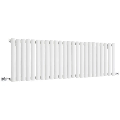Image of Milano Aruba White Horizontal Single Oval Panel Radiator 400mm x 1416mm