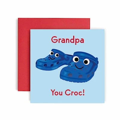 Image of Huxters Birthday Cards for Men You Croc Rock Grandpa Card him Funny Fathers Day Fun Happy 14.8cm (Grandpa)