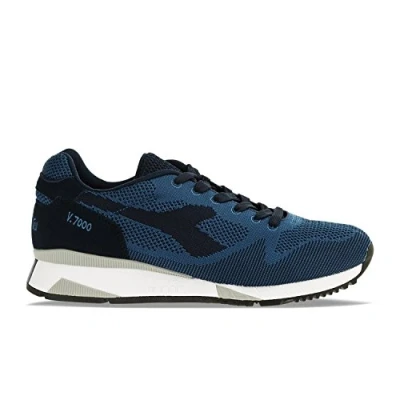 Image of Diadora V7000 Weave Mens Blue Trainers Leather Size UK 3.5