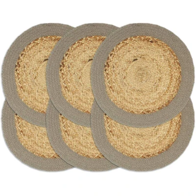 Image of vidaXL Placemats 6 pcs Natural and Grey 38 cm Jute Cotton