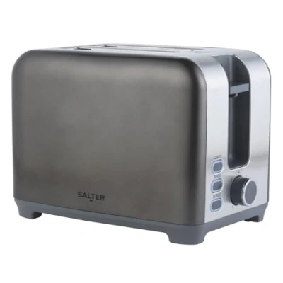Image of Salter EK4536GUNMETAL Cosmos 2 Slice Electric Toaster 7 Levels of Variable Browning Control, Defrost, Reheat and Cancel Functions, Removable Crumb Tray for Easy Cleaning, Indicator Lights, 930W, Grey