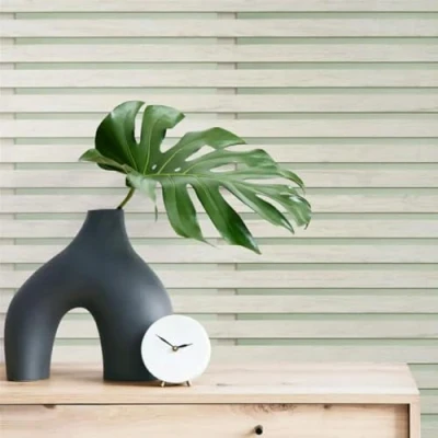 Image of Fine Décor Wood Slats Wallpaper Modern for Living Room, Bedroom, Fireplace Decorative Luxury Wall Paper with Effect Pattern (Sage Green)