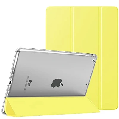 Image of MoKo Case Fit New iPad 9th Generation 2021/8th 2020/7th Gen 2019, 10.2 Slim Smart Shell Stand Cover with Translucent Frosted Back Protector,Light Yellow