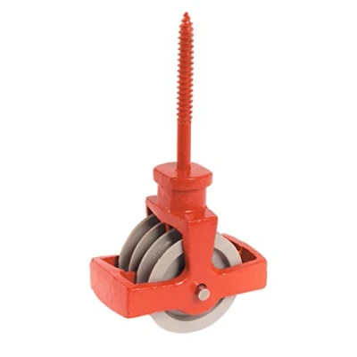 Image of 44mm Red Double Screw Cast Pulley with Nylon Wheel