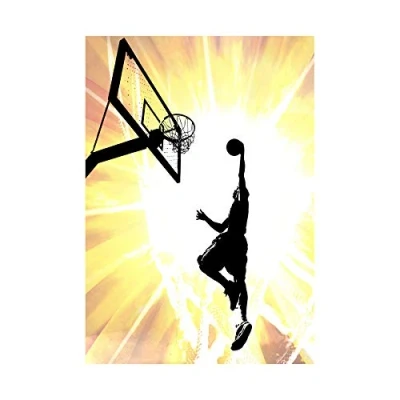 Image of Wee Blue Coo Painting Sport Basketball Jump Slam Dunk Hoop Wall Art Print