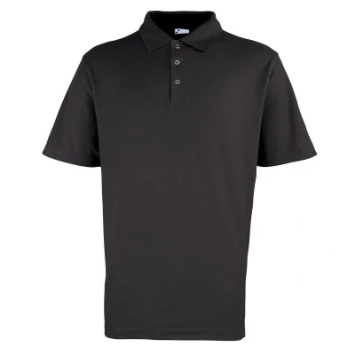 Image of Premier Mens Pique Stud Front Polo Shirt (Black) Size Medium