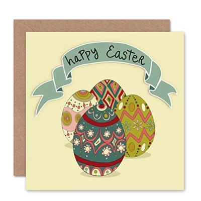 Image of Wee Blue Coo HAPPY EASTER PAINTED EGSS BLANK GREETINGS CARD ART