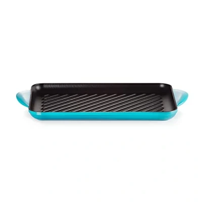 Image of Le Creuset Teal Cast Iron 32cm Rectangular Grill