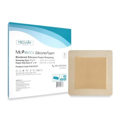 Image of Bordered Silicone Adhesive Foam dressing, Soft, Gentle, Comfort Surgical wound Bed Sore Sacral bandage, Advanced Medv