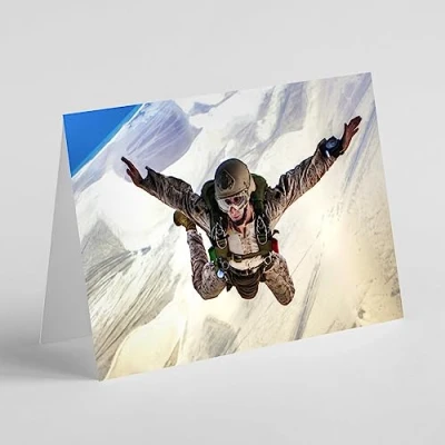 Image of Beebooh cards man skydiving birthday card