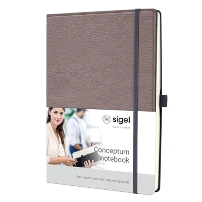 Image of SIGEL CO690 Conceptum Notebook, design Casual, dotted (dot grid), approx. A4, taupe, hardcover, 194 pages