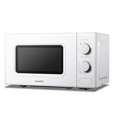 Image of COMFEE&#039; 700W 20L White Microwave Oven With 5 Cooking Power Levels, Quick Defrost Function, And Kitchen Manual Timer Compact Design CM M202CC(WH)
